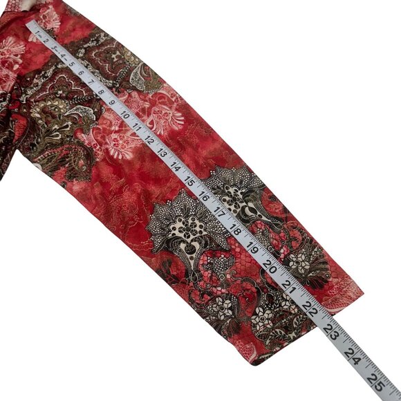 N Touch Women Vintage Red Paisley Print Long Sleeve Tunic Top 2X Asimetric Hem - Picture 7 of 13